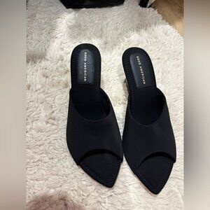GOOD AMERICAN Black NEOPRENE and Clear Heeled Shoes